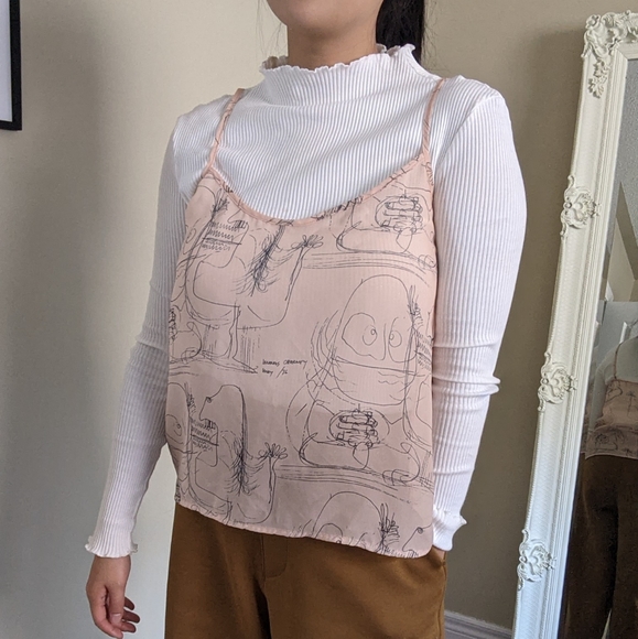 AMERICAN APPAREL CHIFFON ILLUSTRATION CAMISOLE - Picture 2 of 7